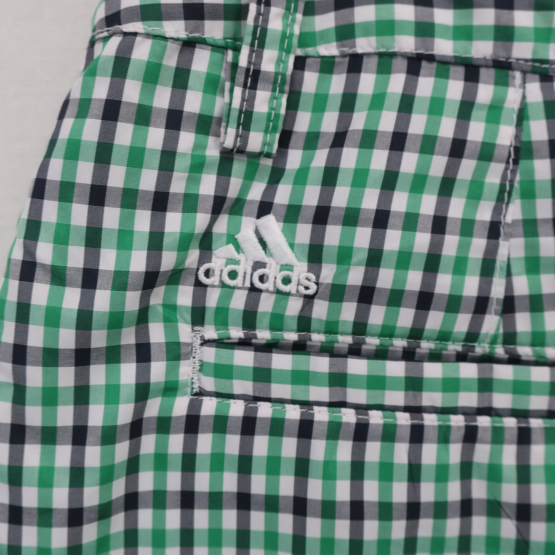 adidas(アディダス) リバーシブル中綿スカート 緑黒チェック / 白 レディース M B