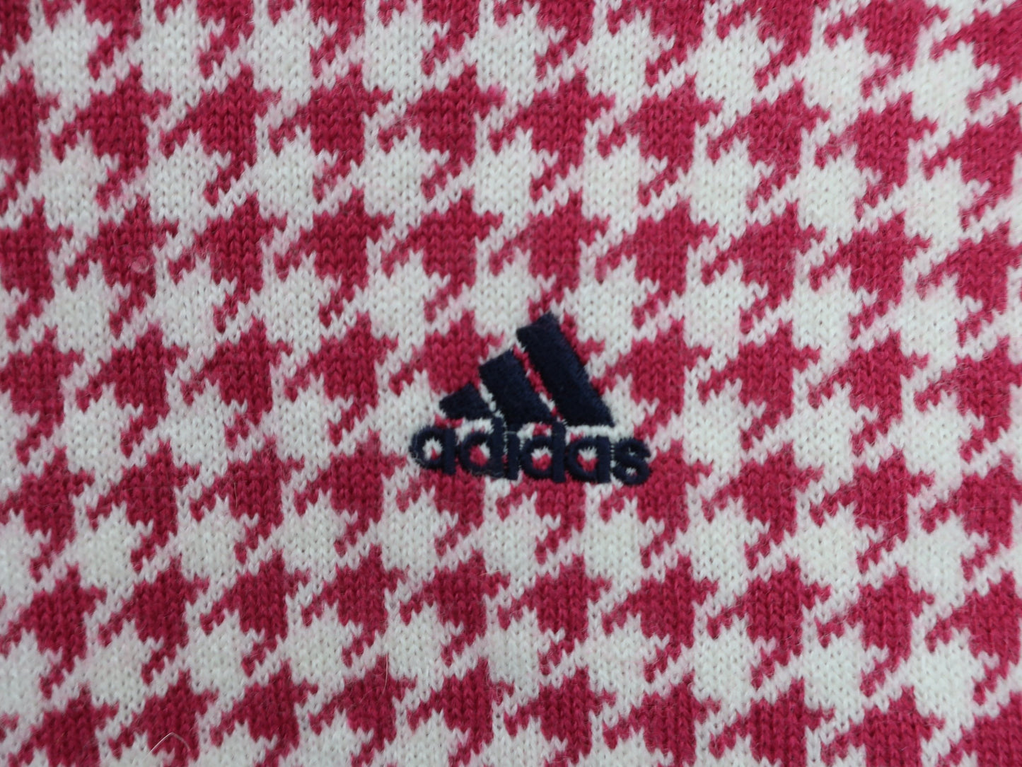 adidas(アディダス) ハーフジップセーター ピンク千鳥柄 レディース M B