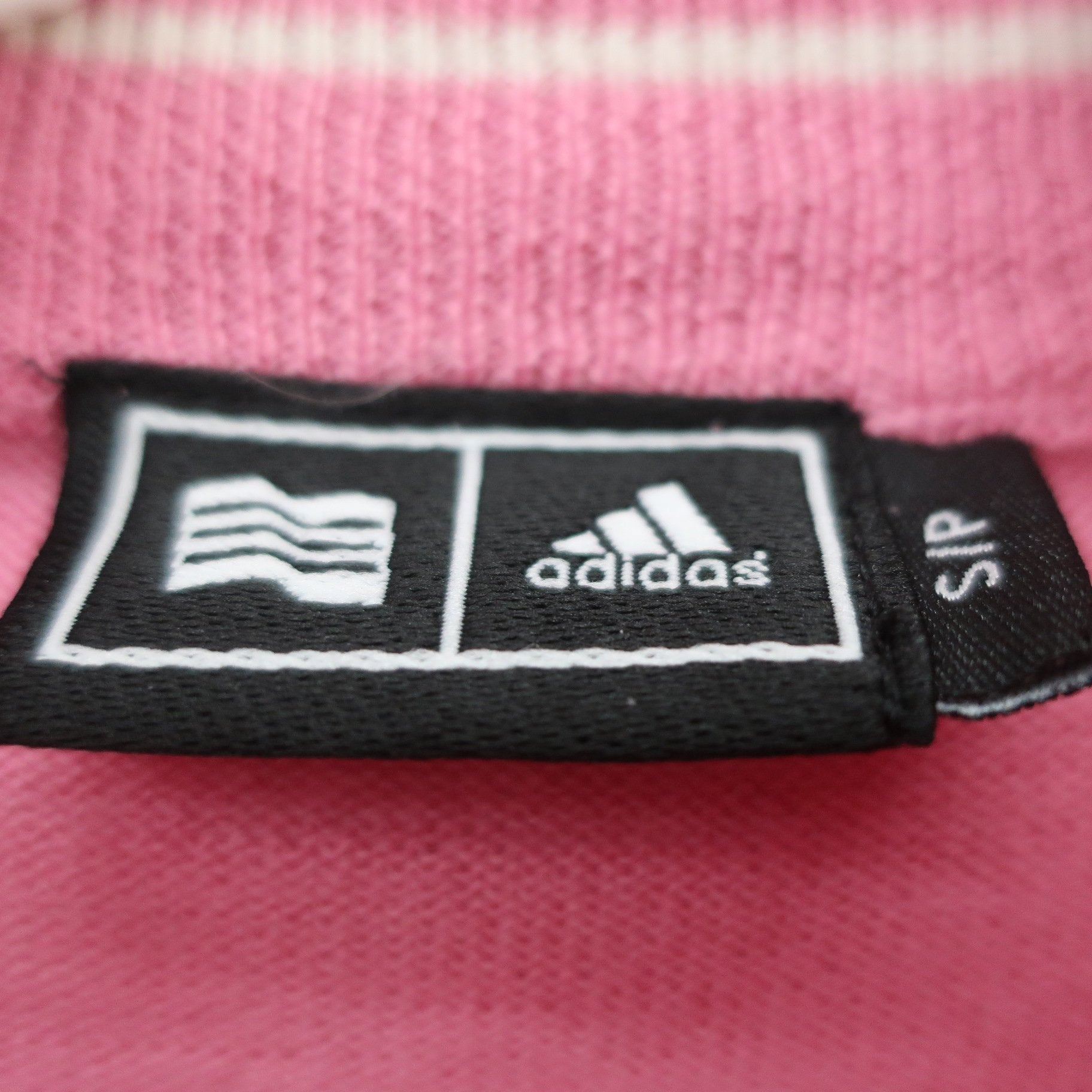 adidas(アディダス) ハーフジップニットシャツ ピンクアーガイル柄 レディース S/P A