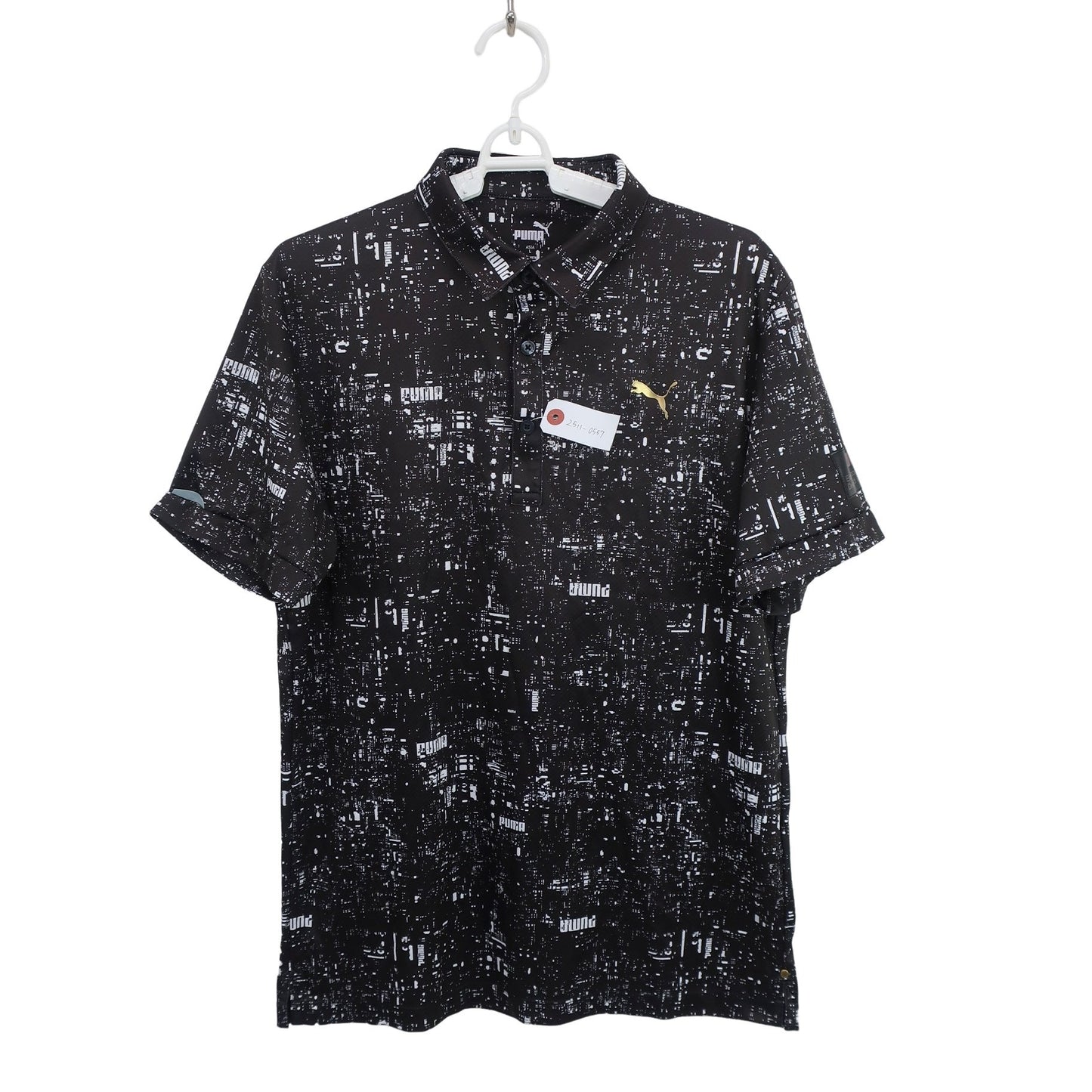 PUMA GOLF(プーマゴルフ) ポロシャツ 黒総柄 メンズ L A