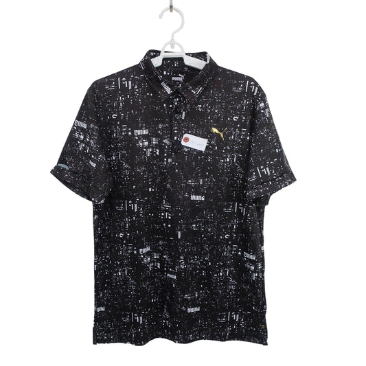 PUMA GOLF(プーマゴルフ) ポロシャツ 黒総柄 メンズ L A