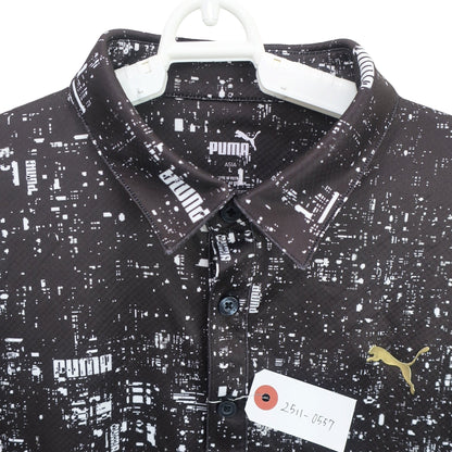 PUMA GOLF(プーマゴルフ) ポロシャツ 黒総柄 メンズ L A
