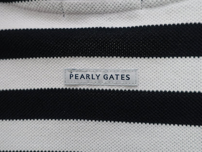 PEARLY GATES(パーリーゲイツ) ポロシャツ 白黒ボーダー メンズ 6 053-2260705 A