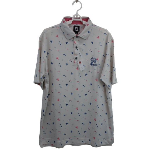 FOOTJOY(フットジョイ) ポロシャツ 白青ピンク総柄 メンズ M A