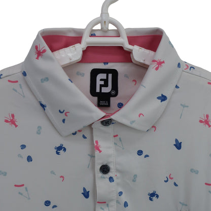 FOOTJOY(フットジョイ) ポロシャツ 白青ピンク総柄 メンズ M A