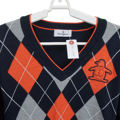 Munsingwear(マンシングウェア) セーター ネイビーオレンジアーガイル柄 レディース M B