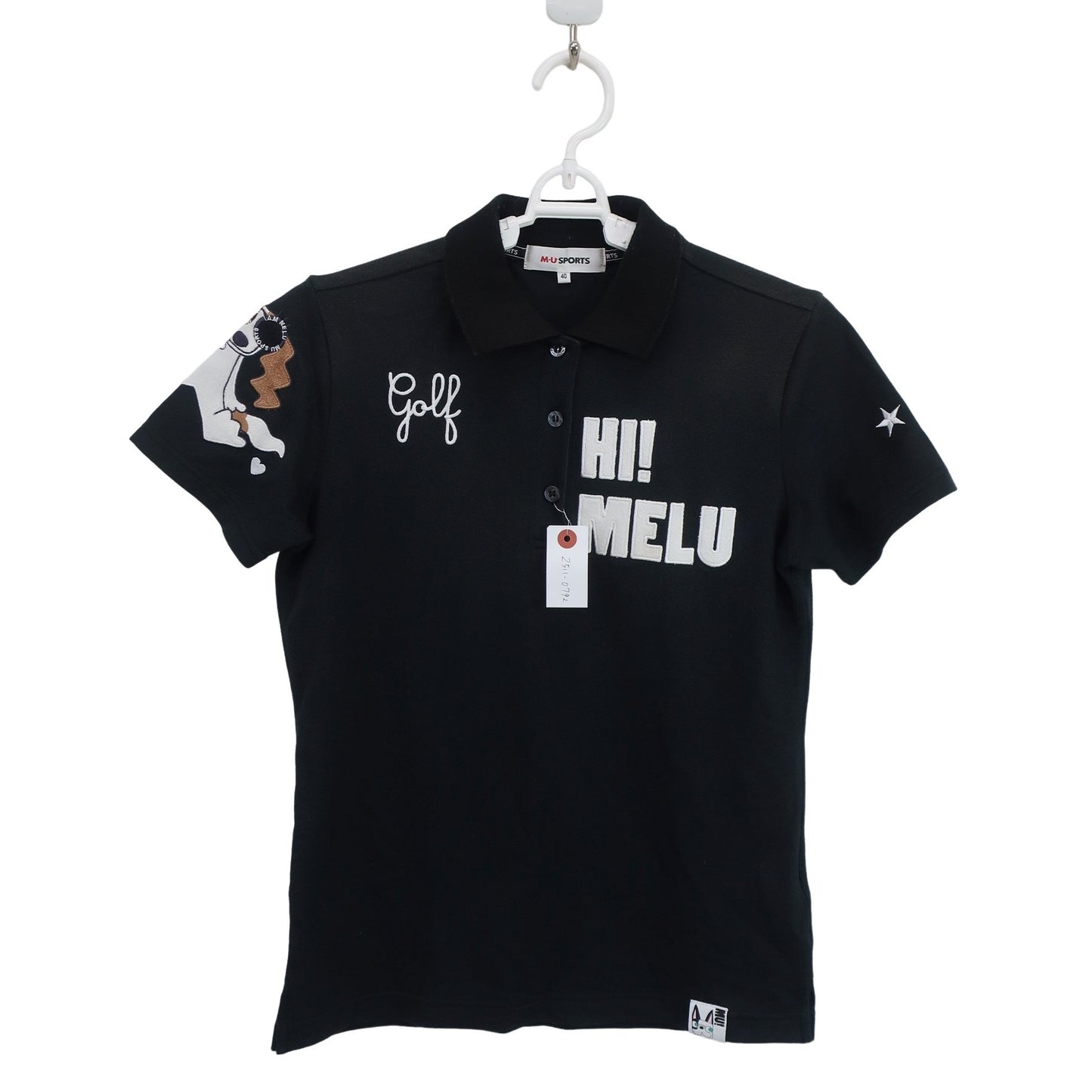 M.U SPORTS(エムユースポーツ) ポロシャツ 黒 レディース 40 B
