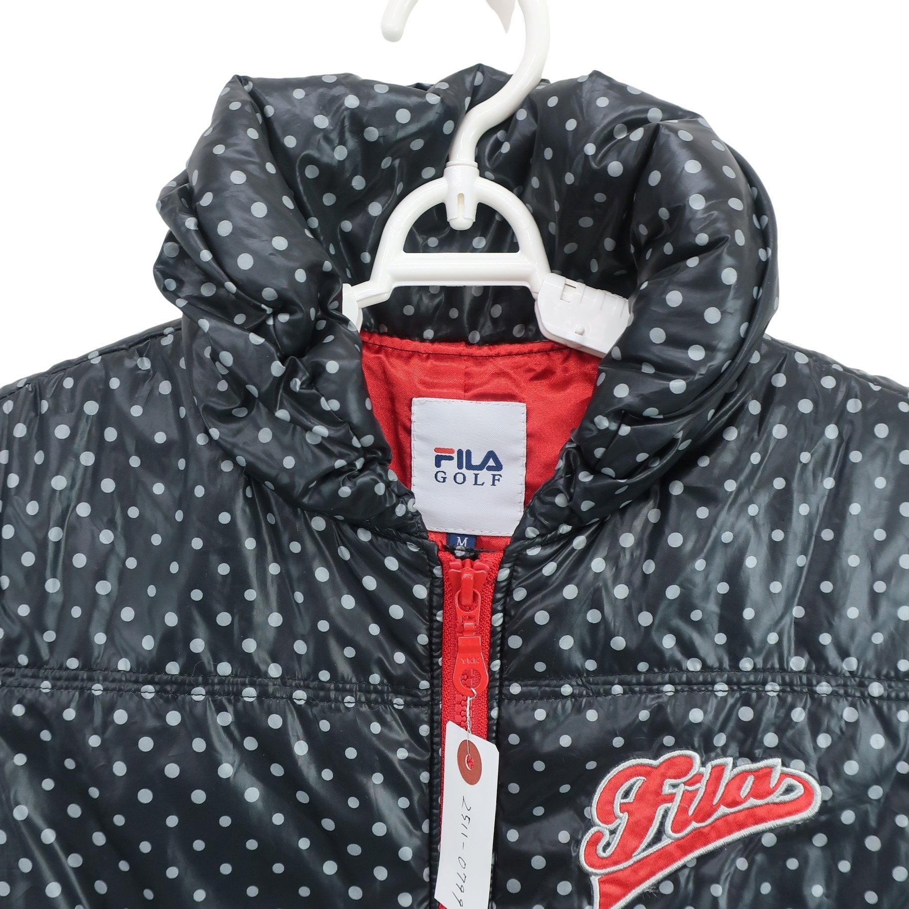 FILA GOLF(フィラゴルフ) 半袖ダウンワンピース 黒水玉柄 レディース M A