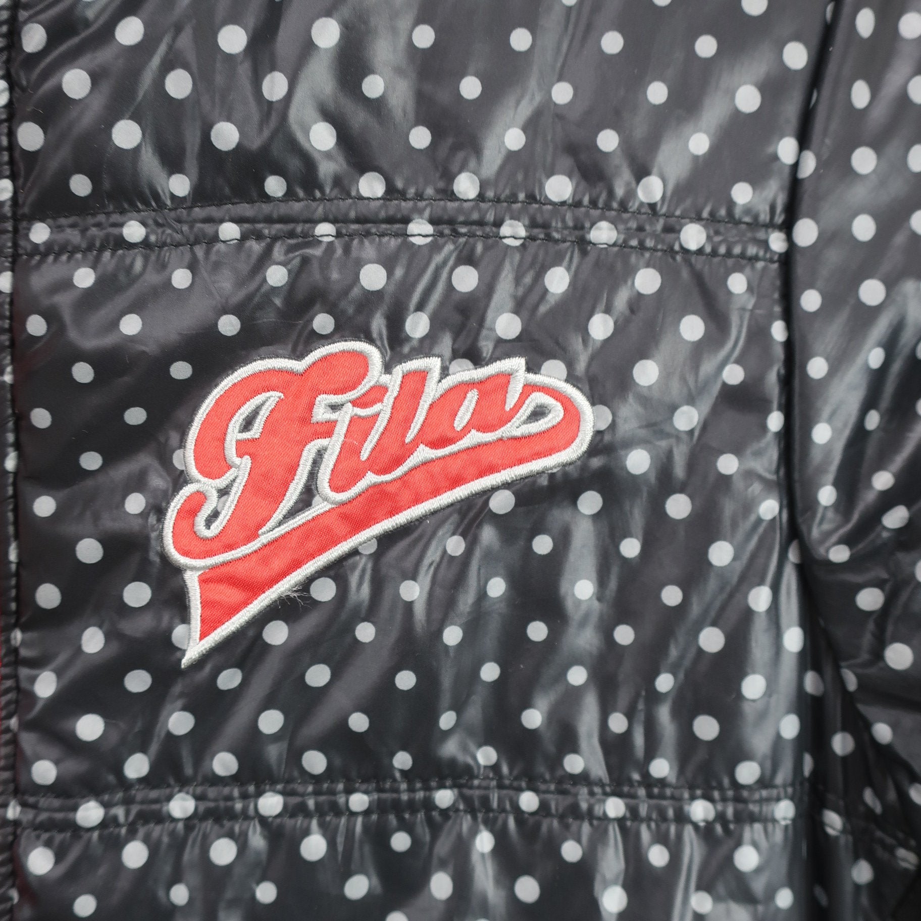 FILA GOLF(フィラゴルフ) 半袖ダウンワンピース 黒水玉柄 レディース M A