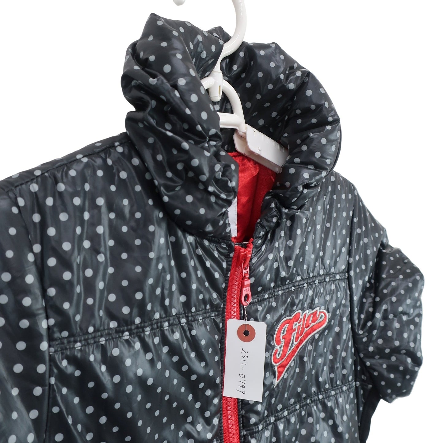 FILA GOLF(フィラゴルフ) 半袖ダウンワンピース 黒水玉柄 レディース M A