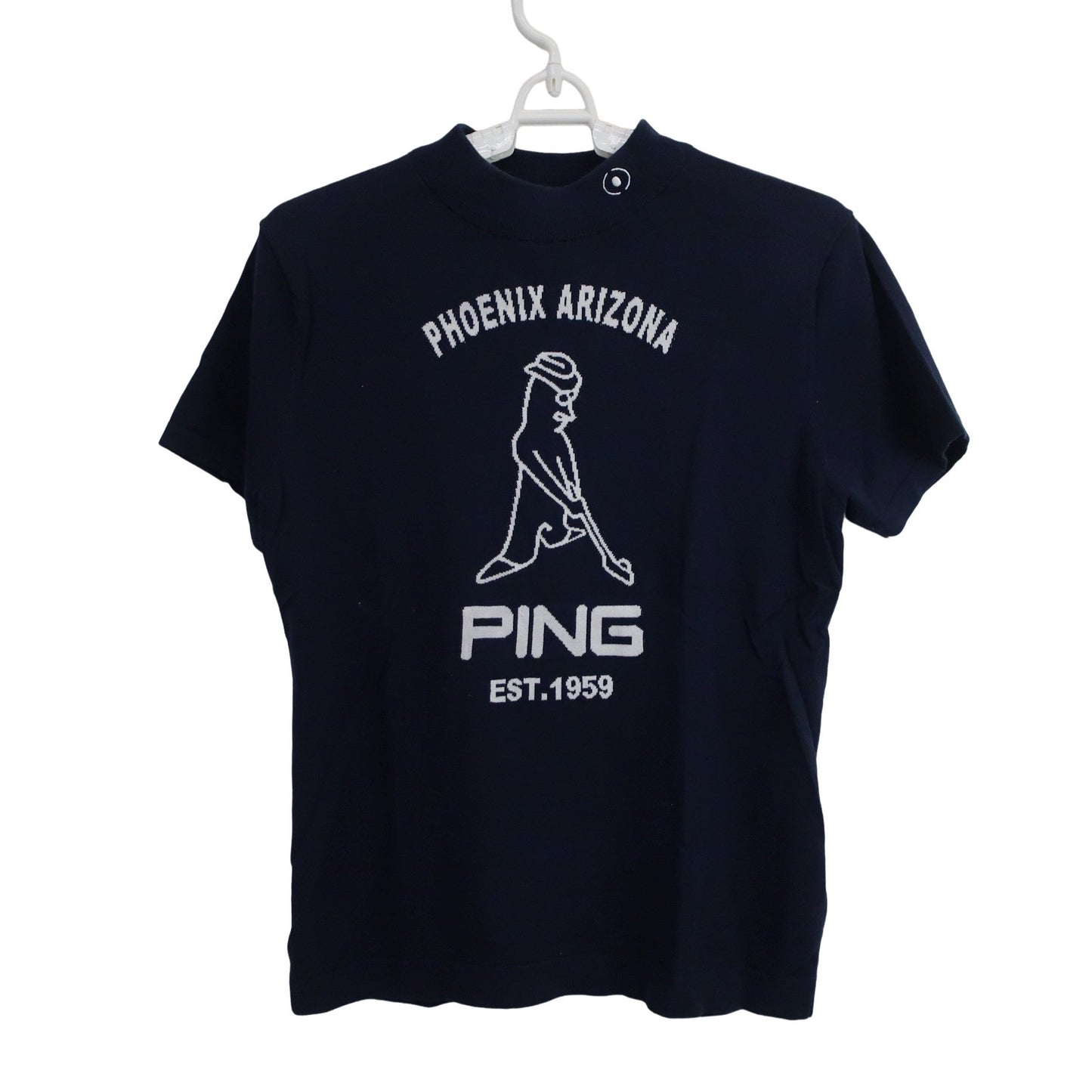 PING(ピン) 半袖モックネックシャツ ネイビー レディース M 622-2175301 A