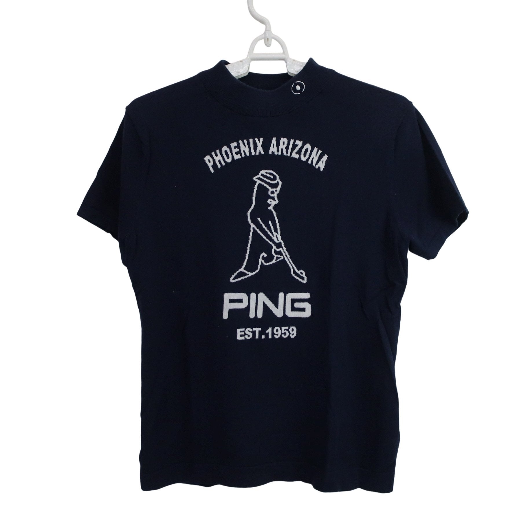 PING(ピン) 半袖モックネックシャツ ネイビー レディース M 622-2175301 A