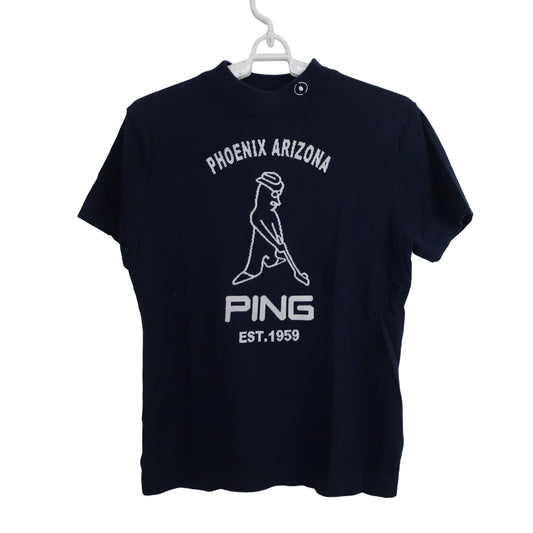 PING(ピン) 半袖モックネックシャツ ネイビー レディース M 622-2175301 A