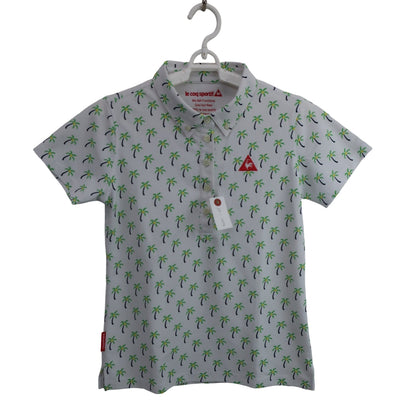le coq sportif(ルコックスポルティフ) ポロシャツ 白ヤシの木柄 レディース M A