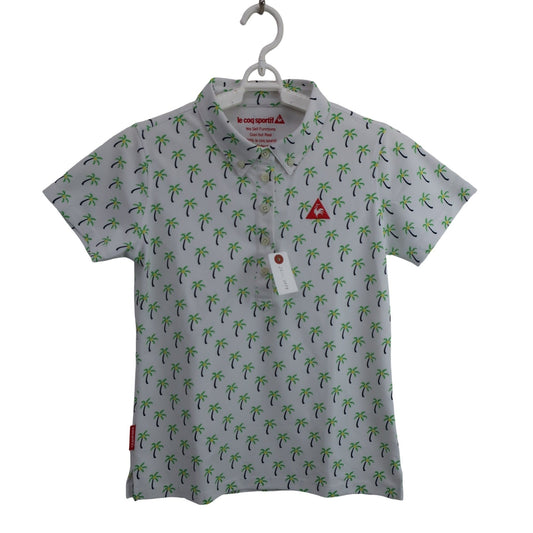 le coq sportif(ルコックスポルティフ) ポロシャツ 白ヤシの木柄 レディース M A