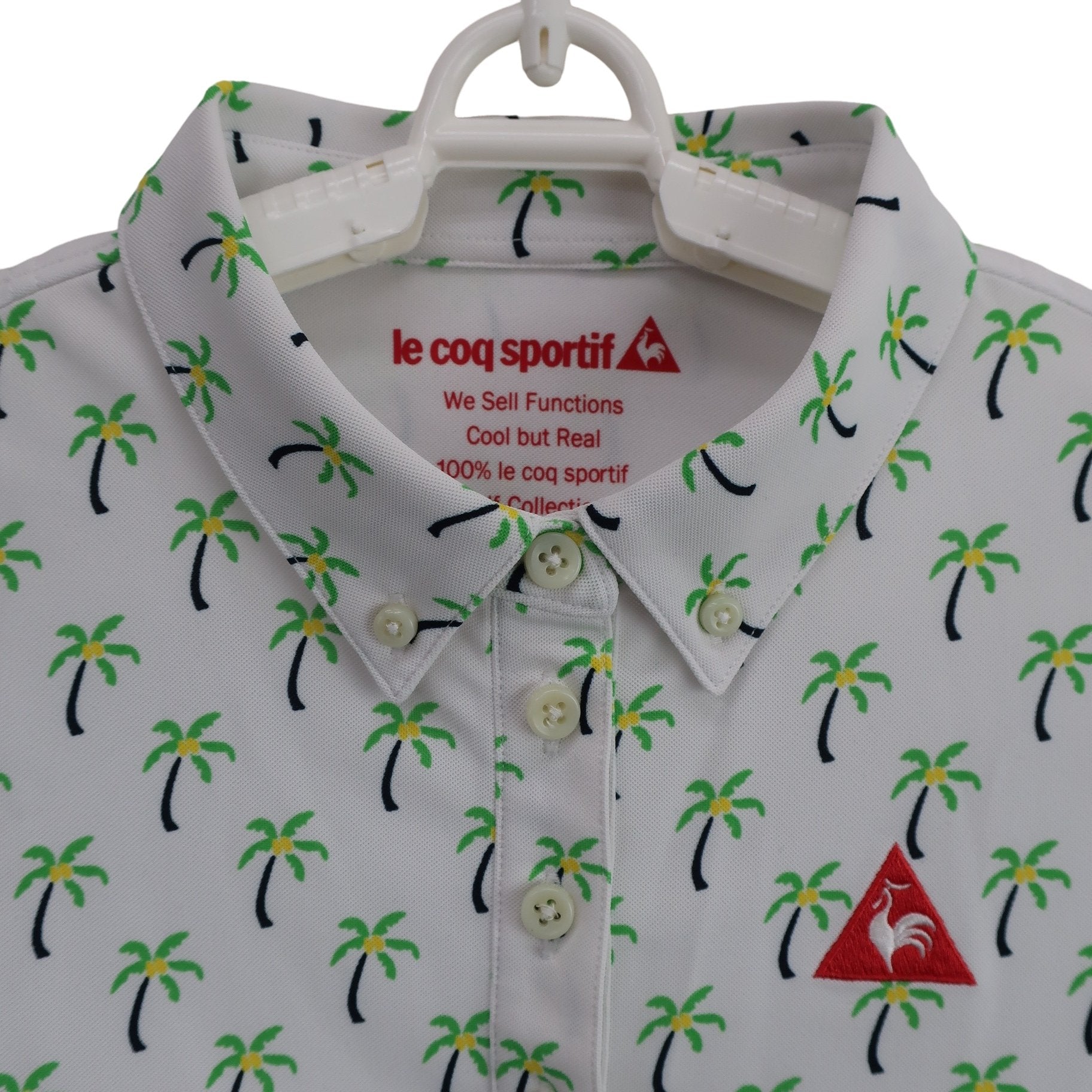 le coq sportif(ルコックスポルティフ) ポロシャツ 白ヤシの木柄 レディース M A