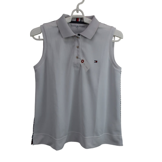 TOMMY HILFIGER GOLF(トミーヒルフィガーゴルフ) ノースリーブポロシャツ 白ネイビー レディース S A