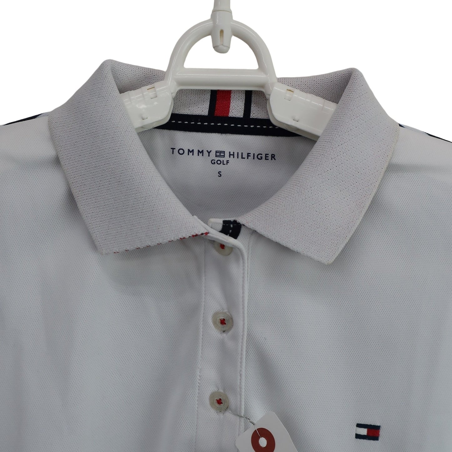 TOMMY HILFIGER GOLF(トミーヒルフィガーゴルフ) ノースリーブポロシャツ 白ネイビー レディース S A