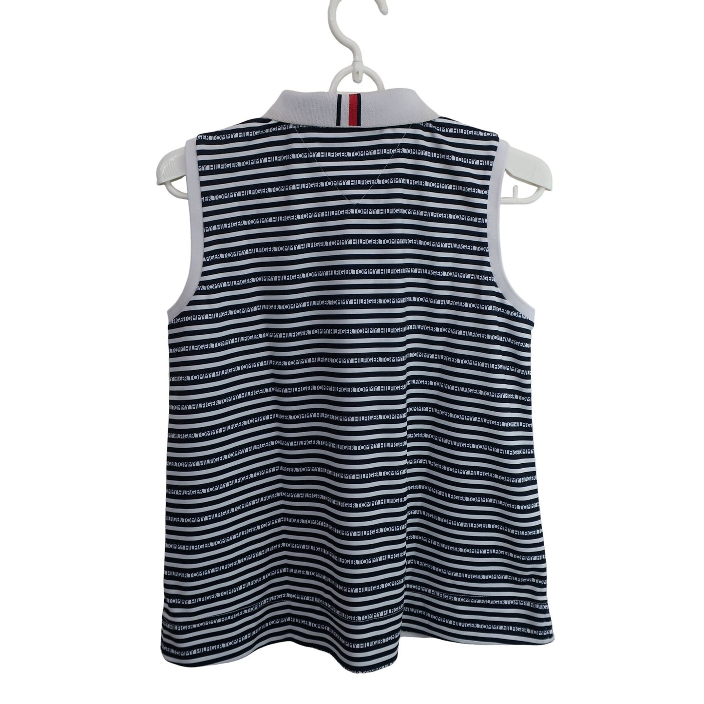 TOMMY HILFIGER GOLF(トミーヒルフィガーゴルフ) ノースリーブポロシャツ 白ネイビー レディース S A