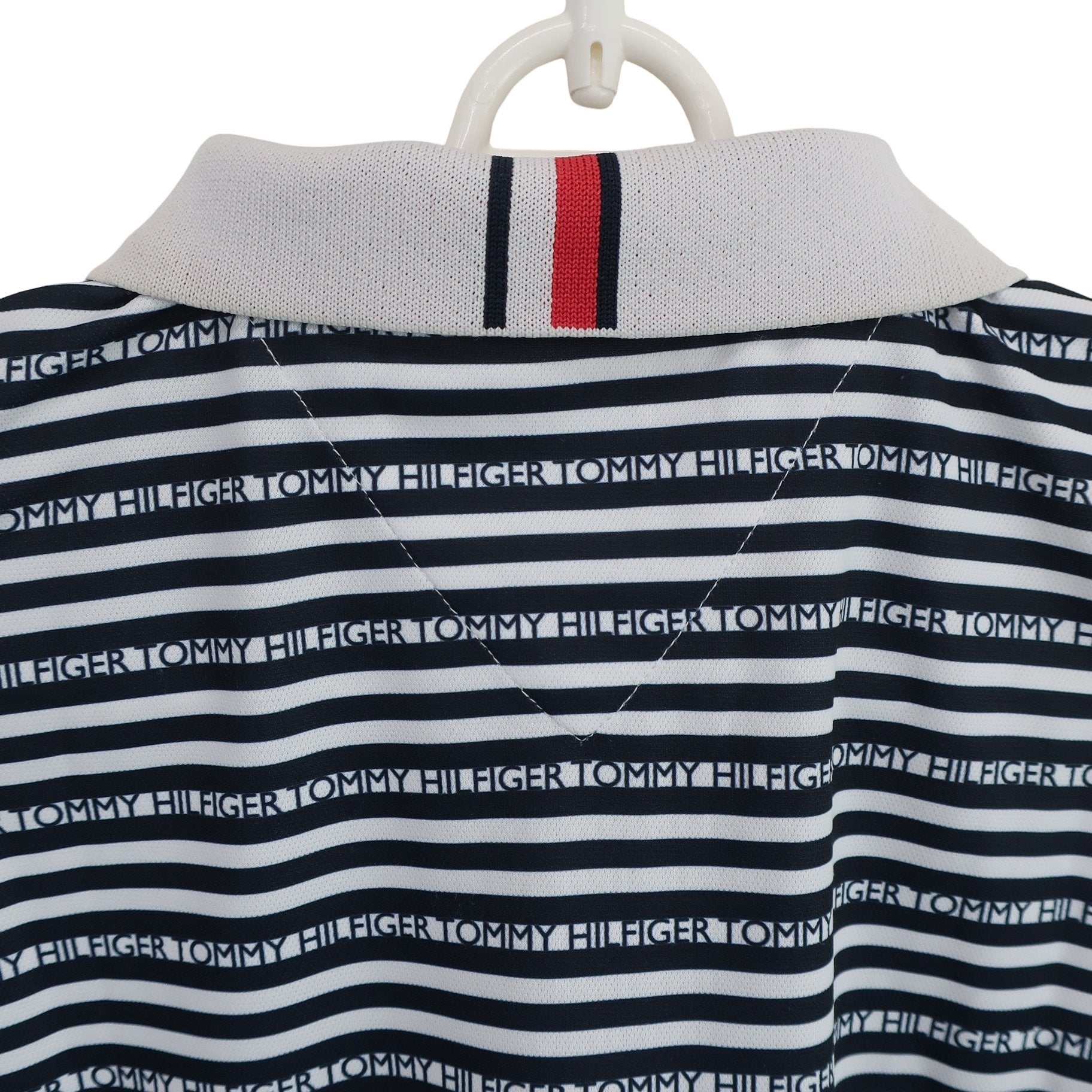 TOMMY HILFIGER GOLF(トミーヒルフィガーゴルフ) ノースリーブポロシャツ 白ネイビー レディース S A
