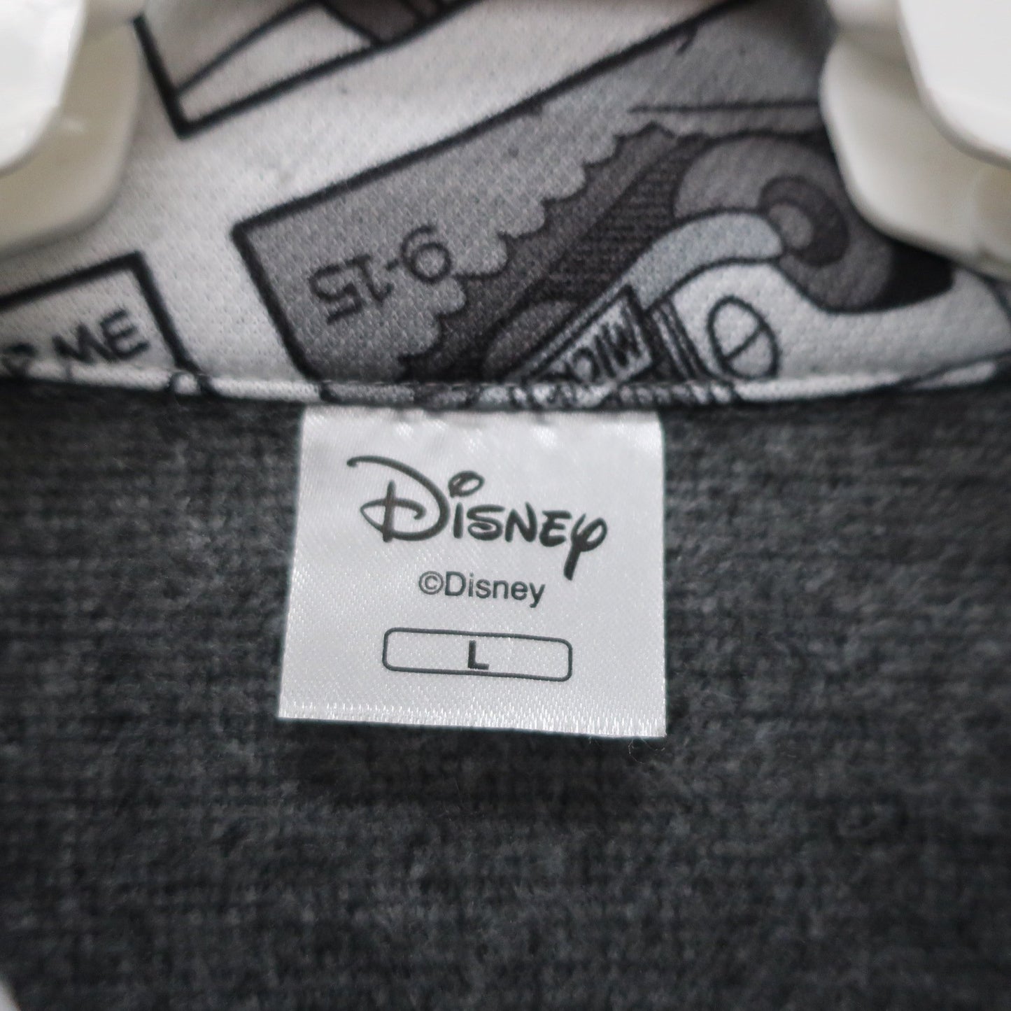 Disney(ディズニー) 長袖ハーフジップシャツ 白グレーミッキー柄 メンズ L B