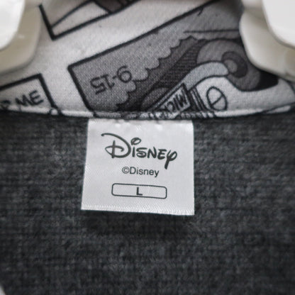 Disney(ディズニー) 長袖ハーフジップシャツ 白グレーミッキー柄 メンズ L B