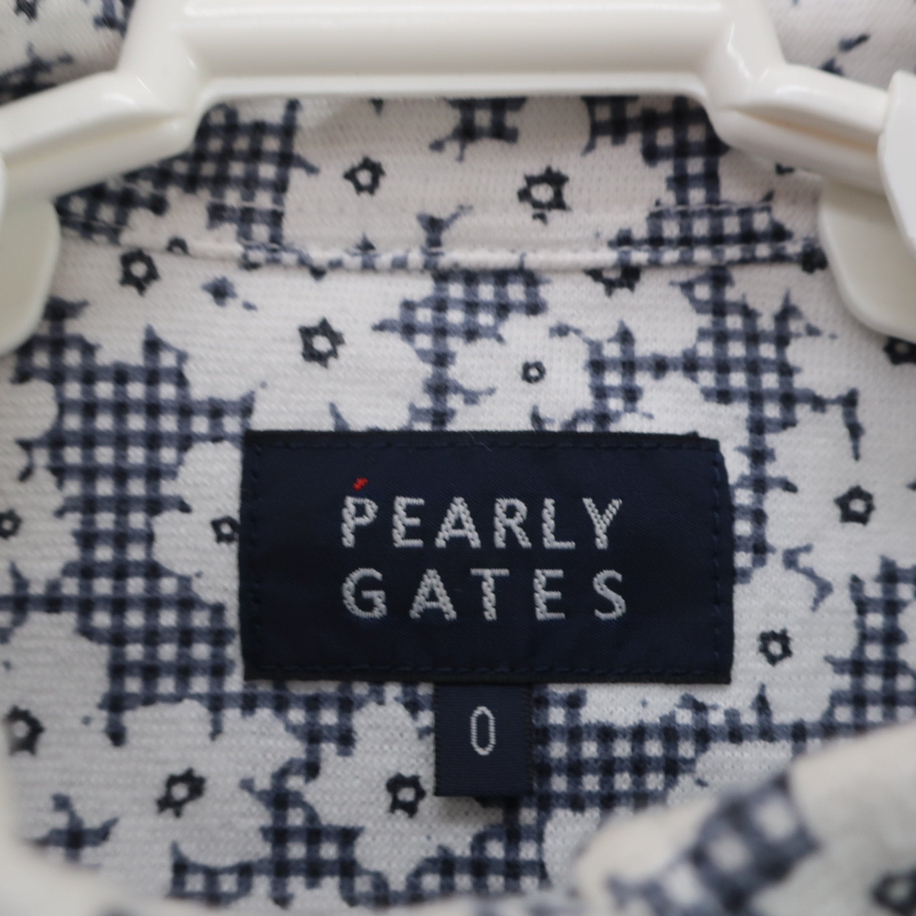 PEARLY GATES(パーリーゲイツ) 長袖ポロシャツ 白ネイビー花柄 レディース 0 055-1161204 A