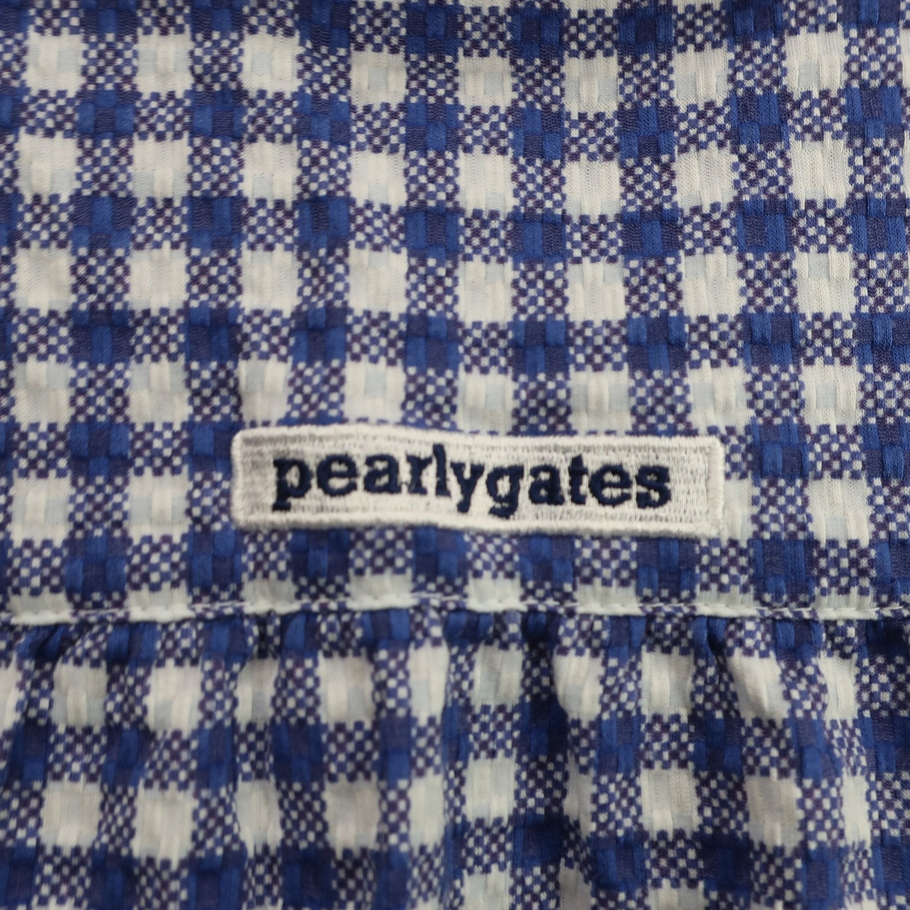 PEARLY GATES(パーリーゲイツ) ノースリーブフリルポロシャツ 青白チェック レディース 0 055-9160526 A