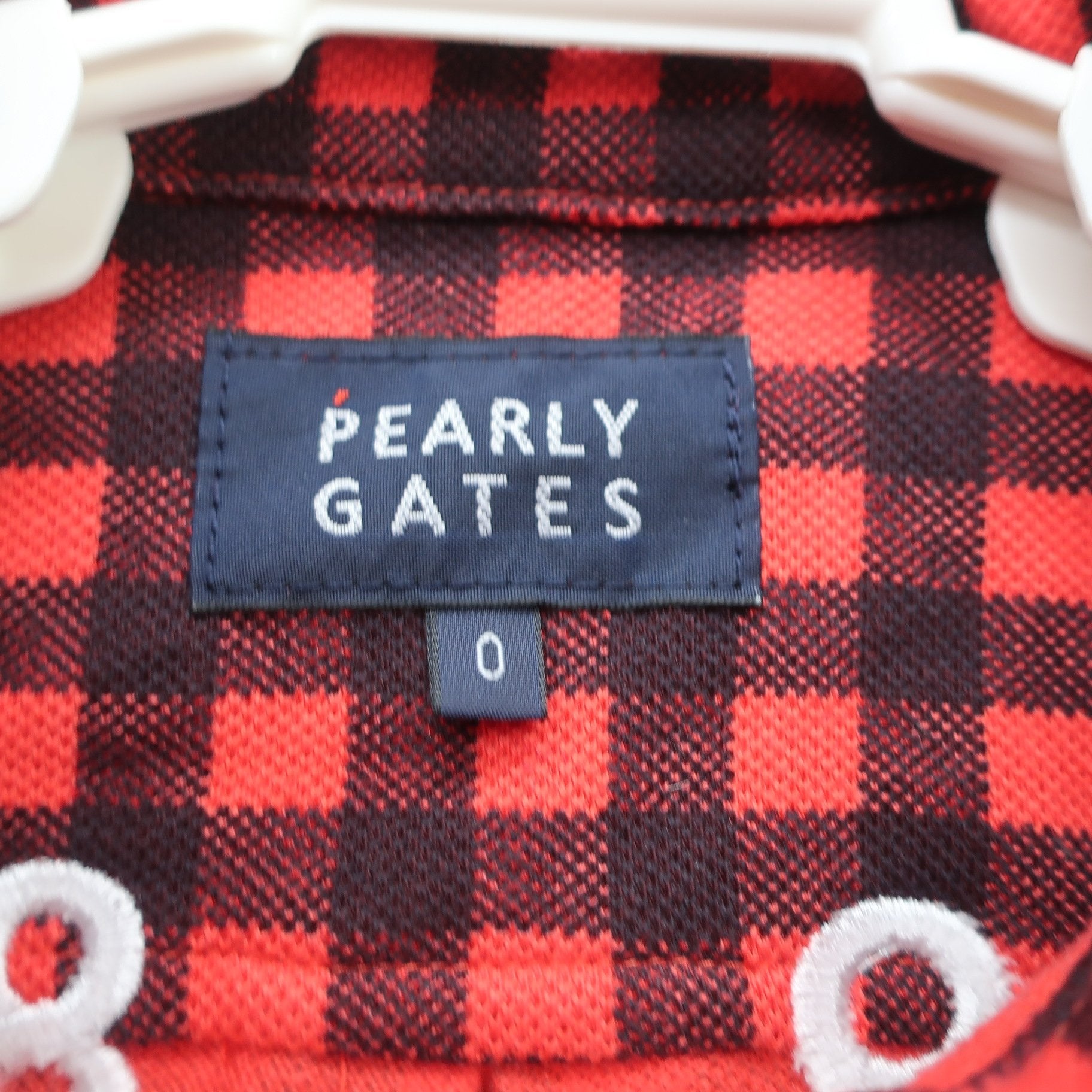 PEARLY GATES(パーリーゲイツ) 長袖ポロシャツ 赤黒チェック