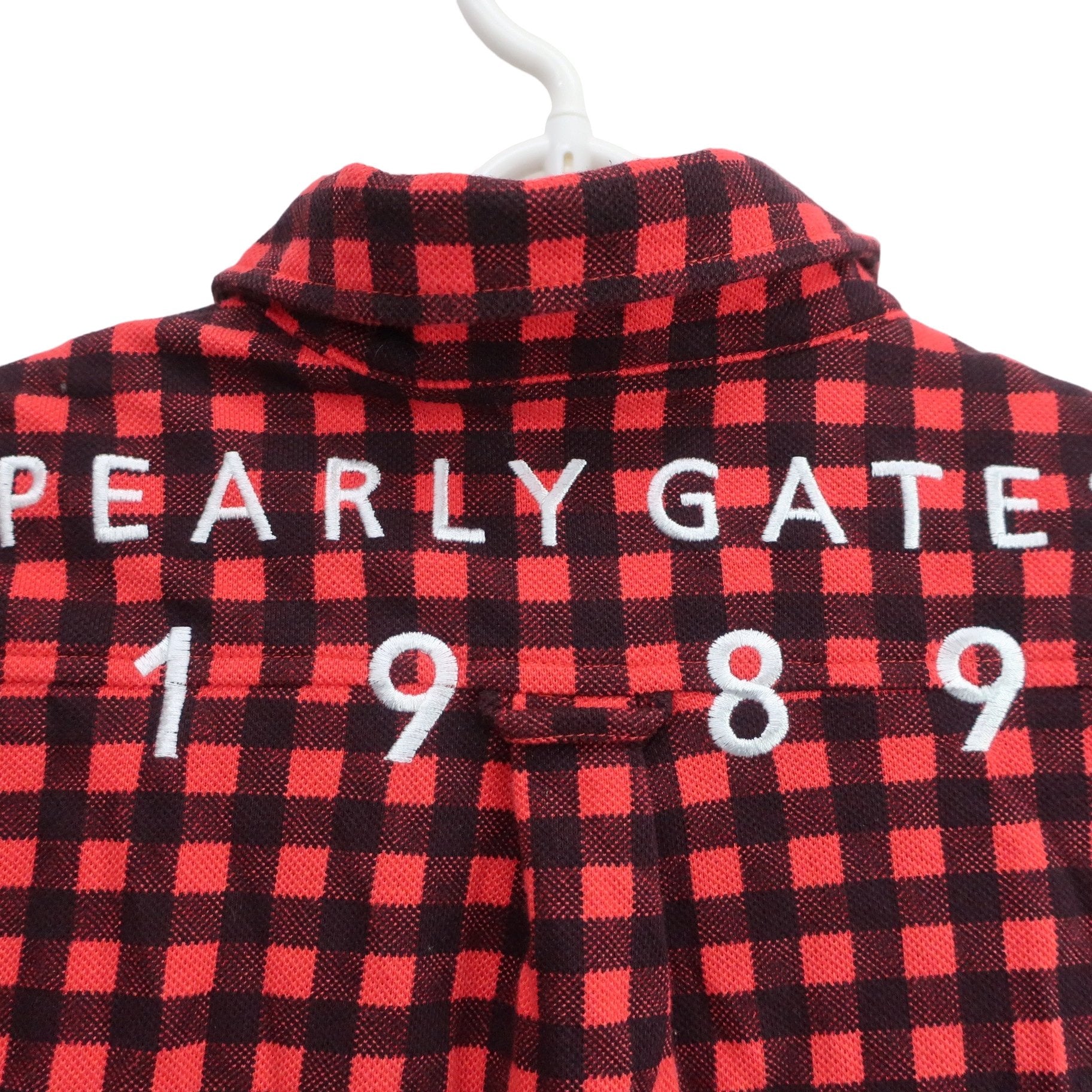 PEARLY GATES(パーリーゲイツ) 長袖ポロシャツ 赤黒チェック
