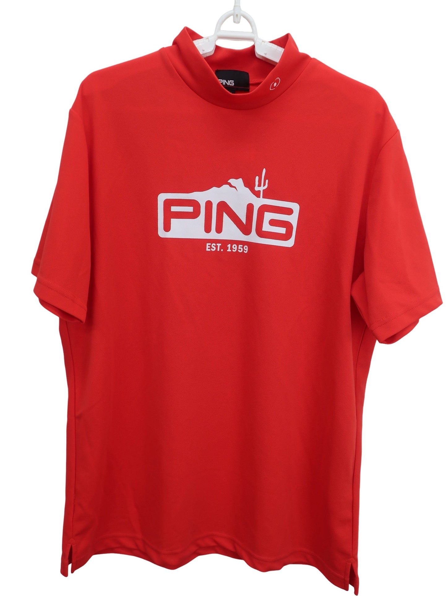 PING(ピン) 半袖モックネックシャツ 赤 メンズ LL A