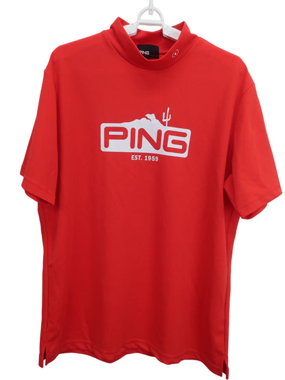 PING(ピン) 半袖モックネックシャツ 赤 メンズ LL A