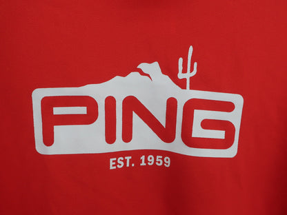PING(ピン) 半袖モックネックシャツ 赤 メンズ LL A