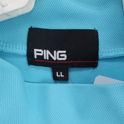 PING(ピン) 半袖モックネックシャツ 水色 メンズ LL A