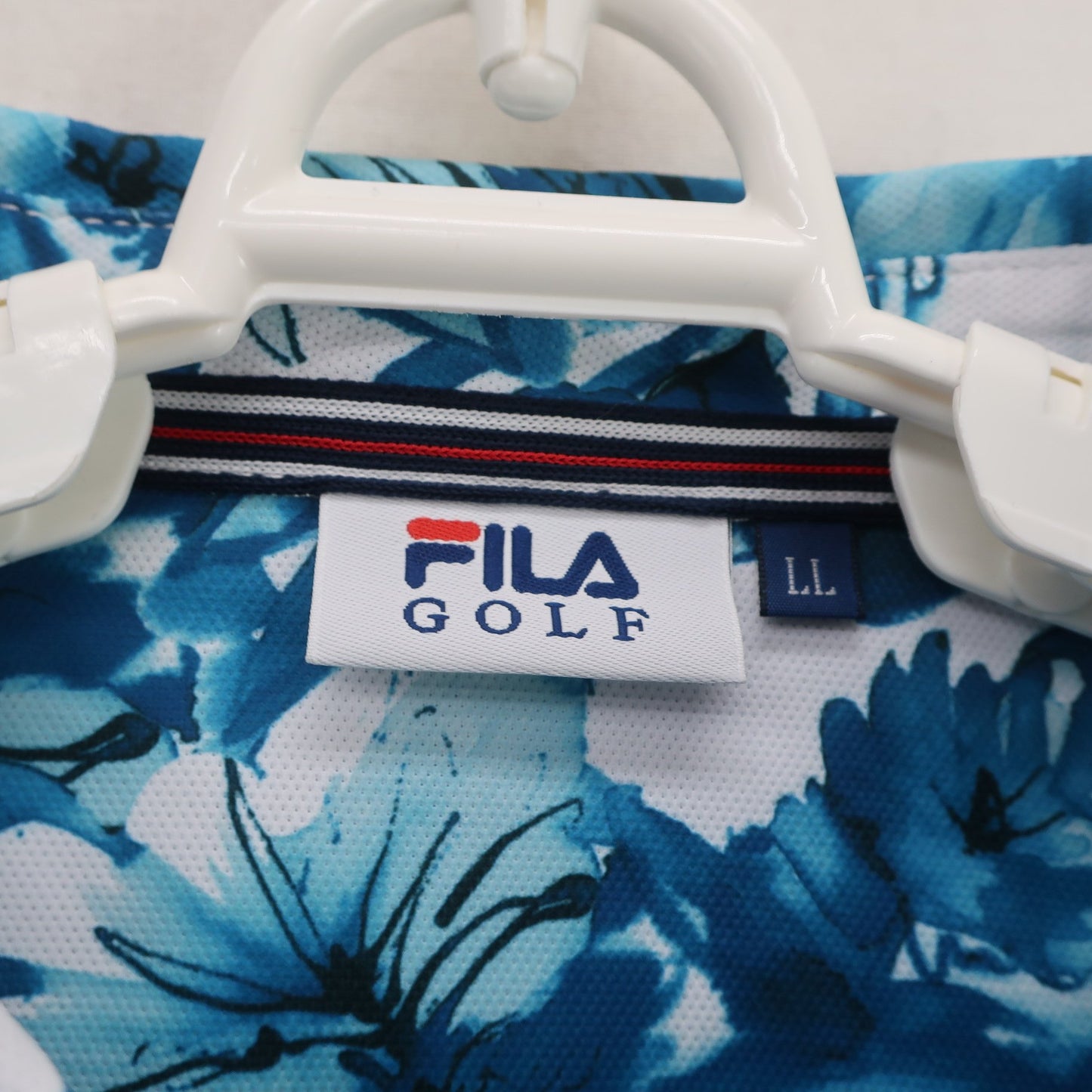 FILA GOLF(フィラゴルフ) ポロシャツ 青白総柄 メンズ LL S