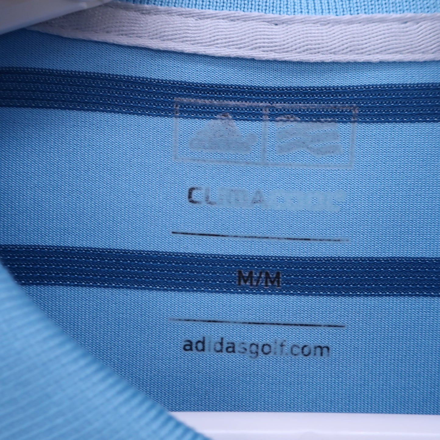 adidas(アディダス) ポロシャツ 水色青ボーダー メンズ M A