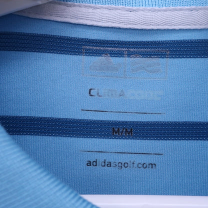 adidas(アディダス) ポロシャツ 水色青ボーダー メンズ M A