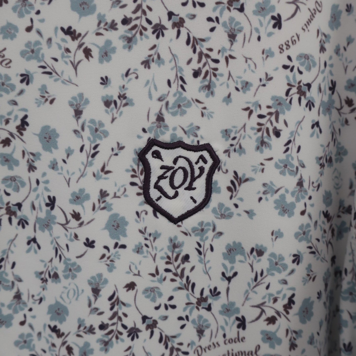 ZOY(ゾーイ) 長袖ポロシャツ 白花柄 メンズ 3 A