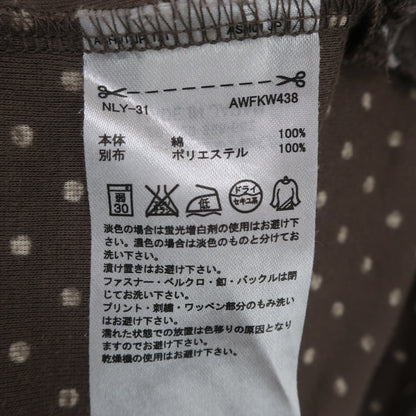 ASHWORTH(アシュワース) 半袖ハーフジップシャツ ブラウン白ドット柄 レディース OT B