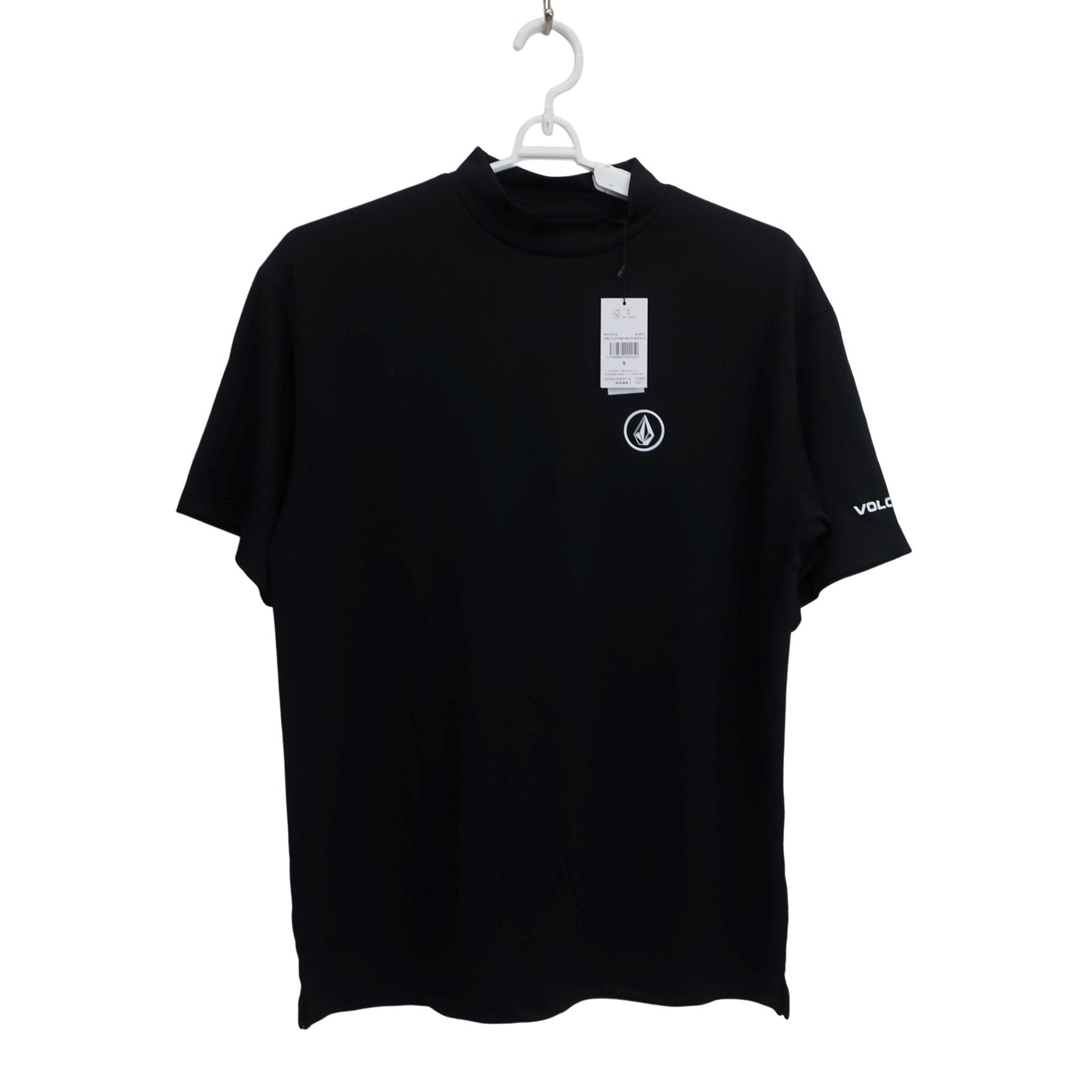 VOLCOM 半袖モックネックシャツ 黒 メンズ S N