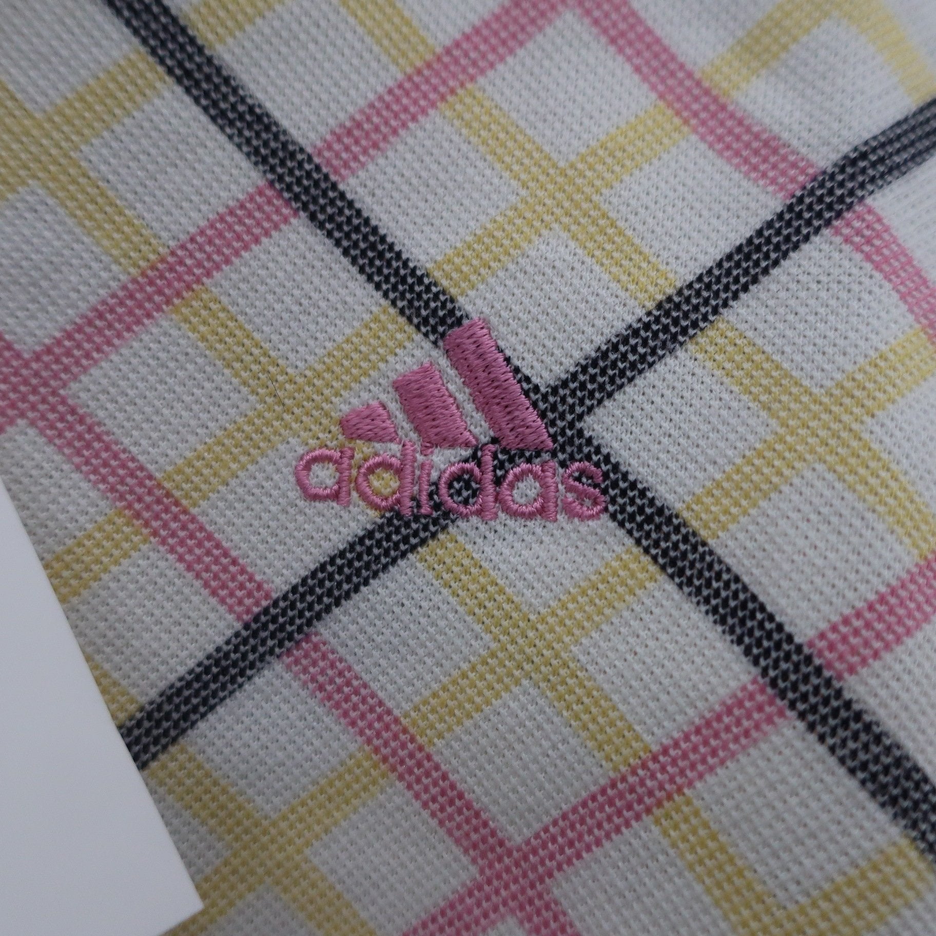 adidas(アディダス) ポロシャツ 白カラフルチェック レディース M A