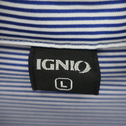 IGNIO(イグニオ) ハーフジップシャツ 青白ボーダー メンズ L A