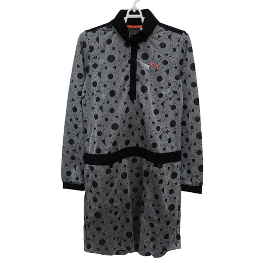 PUMA GOLF(プーマゴルフ) 長袖ワンピース 黒系総柄 レディース M A