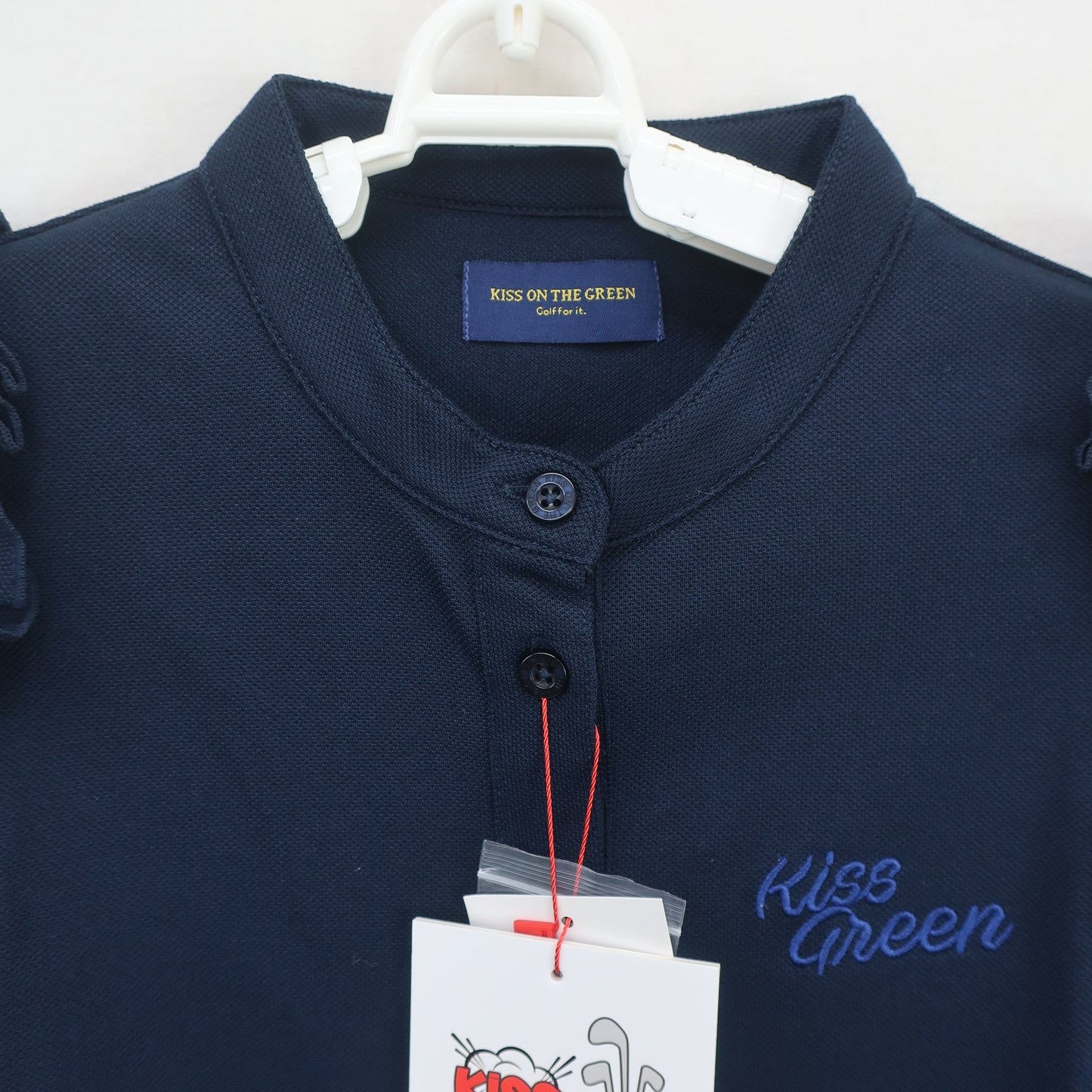 KISS ON THE GREEN(キスオンザグリーン) ノースリーブフリルポロシャツ ネイビー レディース 2(M) N