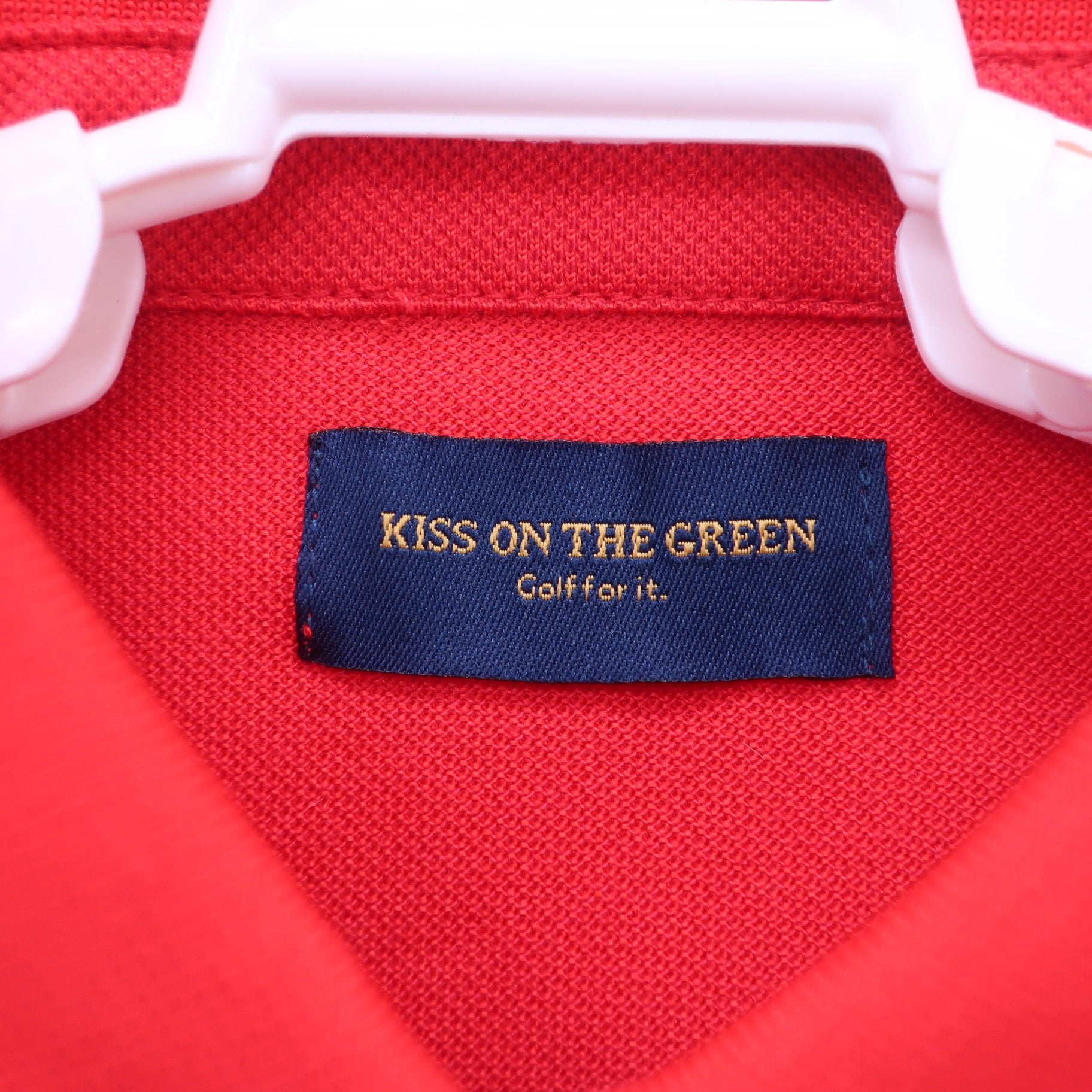 KISS ON THE GREEN(キスオンザグリーン) パイピングポロシャツ 赤 レディース 2(M) N