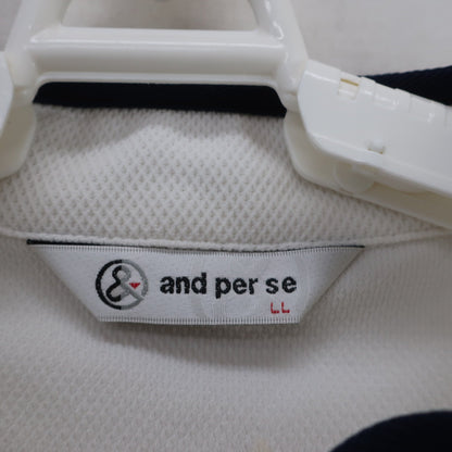 and per se(アンパスィ) ハーフジップシャツ 白ネイビー レディース LL A