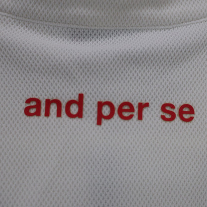 and per se(アンパスィ) ハーフジップシャツ 白ネイビー レディース LL A