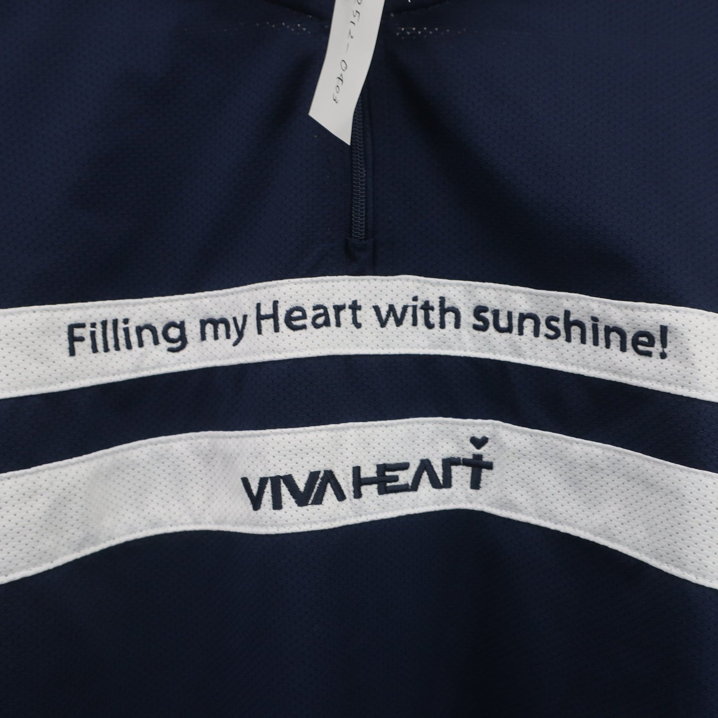 VIVA HEART(ビバハート) 半袖ハーフジップシャツ ネイビー白 レディース 40 A