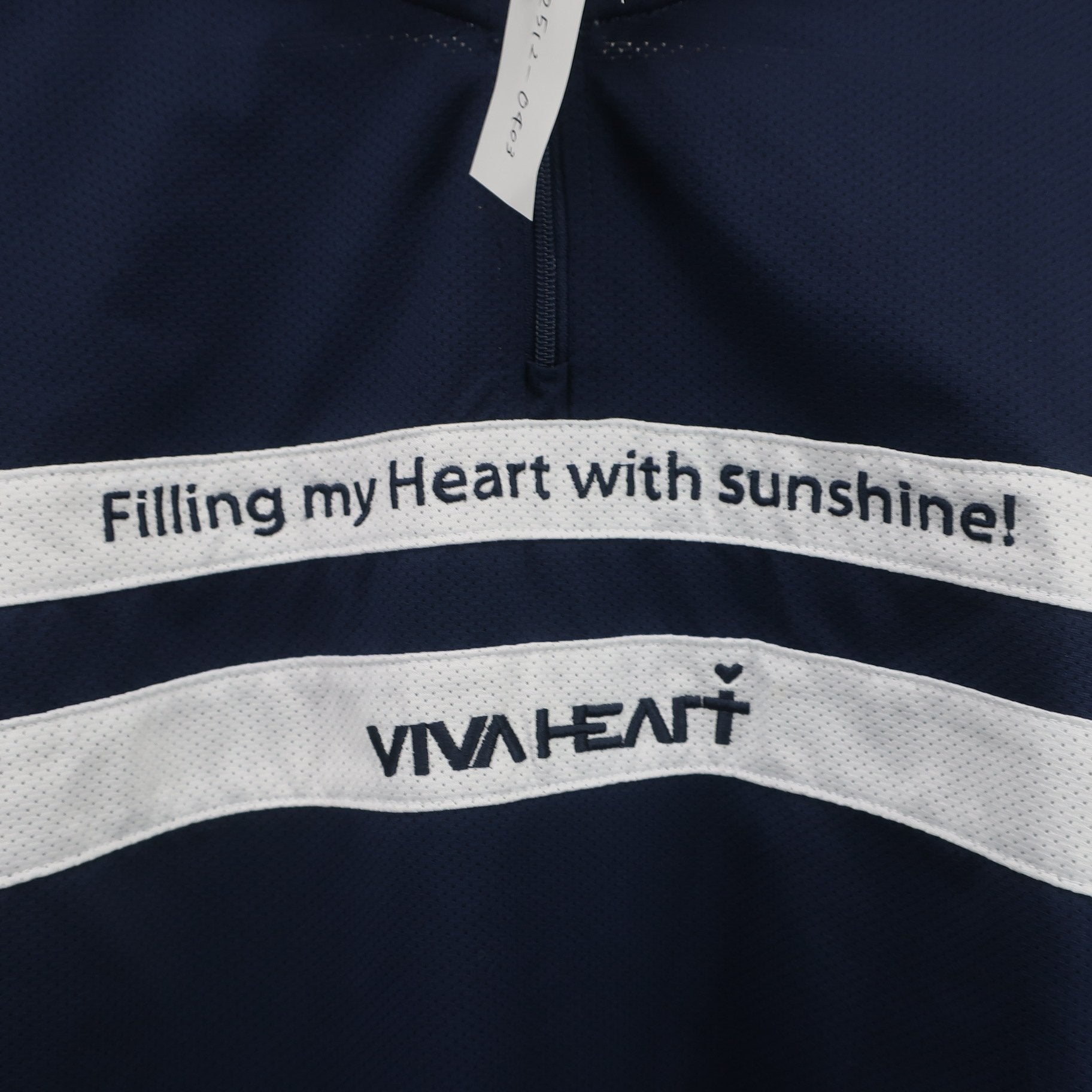 VIVA HEART(ビバハート) 半袖ハーフジップシャツ ネイビー白 レディース 40 A