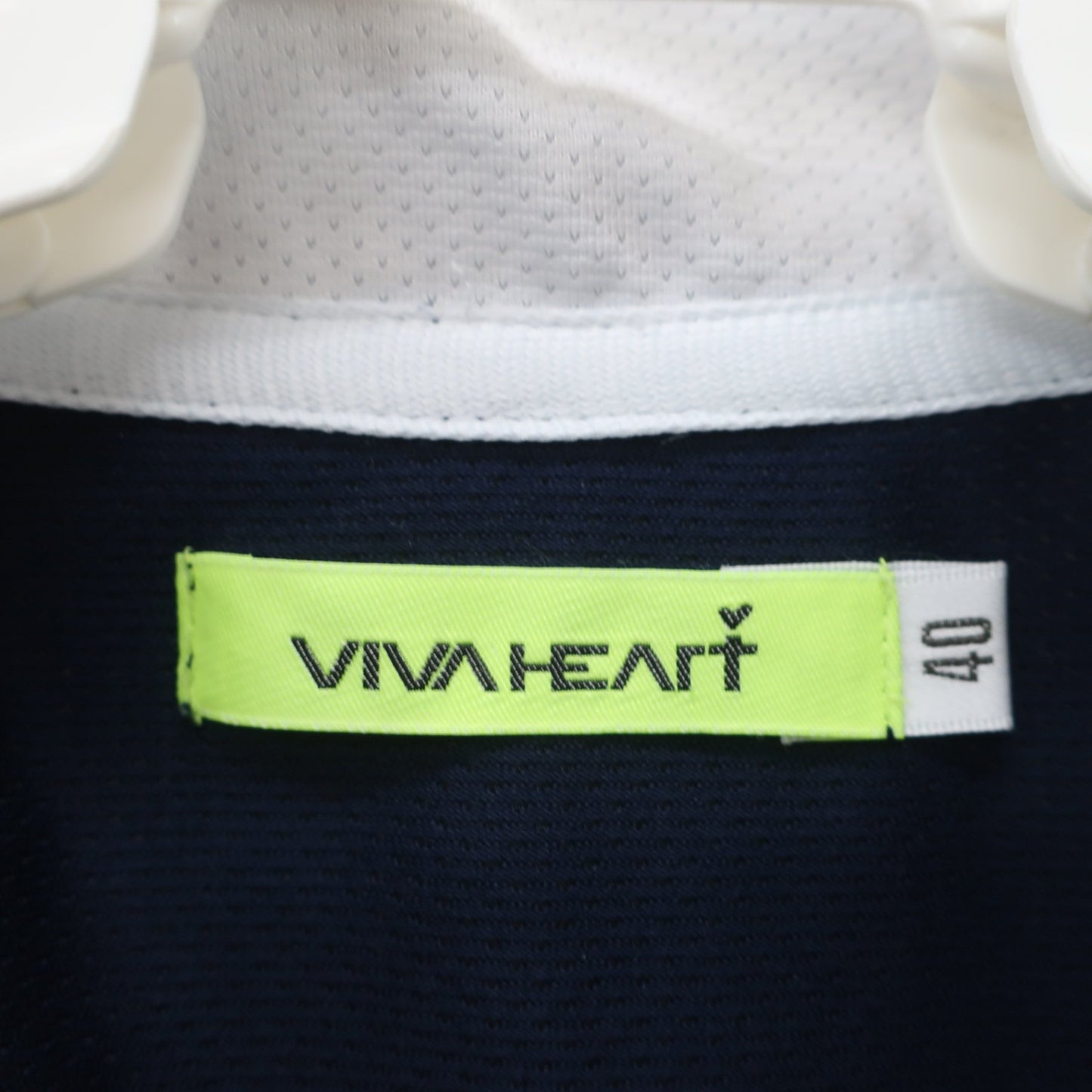 VIVA HEART(ビバハート) 半袖ハーフジップシャツ ネイビー白 レディース 40 A